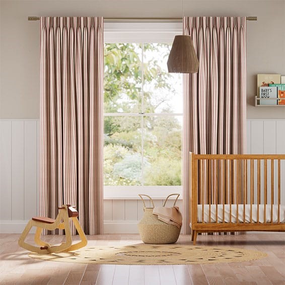 Hand Painted Stripe Rose Pink Curtains