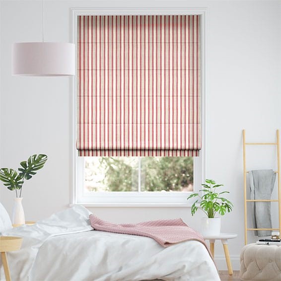 Hand Painted Stripe Rose Pink Roman Blind