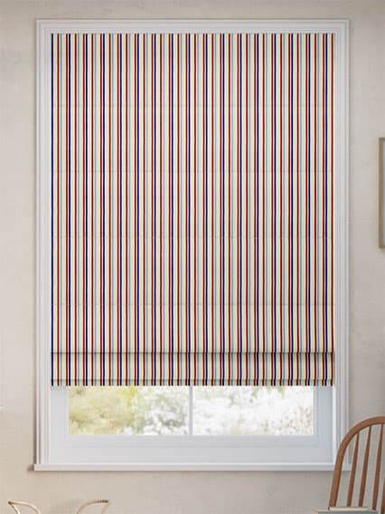 Hand Painted Stripes Cobalt & Polka Red Roman Blind thumbnail image