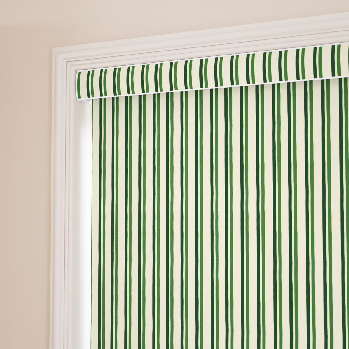 Hand Painted Stripes Hawthorn & Dark Green Roller Blind