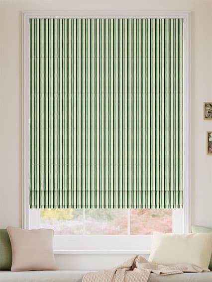 Hand Painted Stripes Hawthorn & Dark Green Roman Blind thumbnail image
