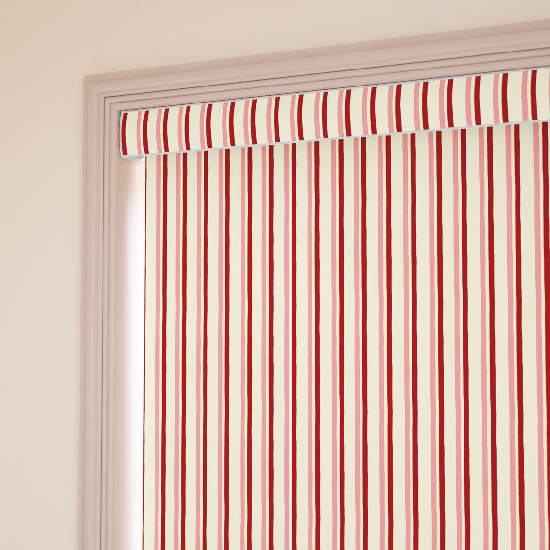 Hand Painted Stripes Rose Pink & Polka Red Roller Blind
