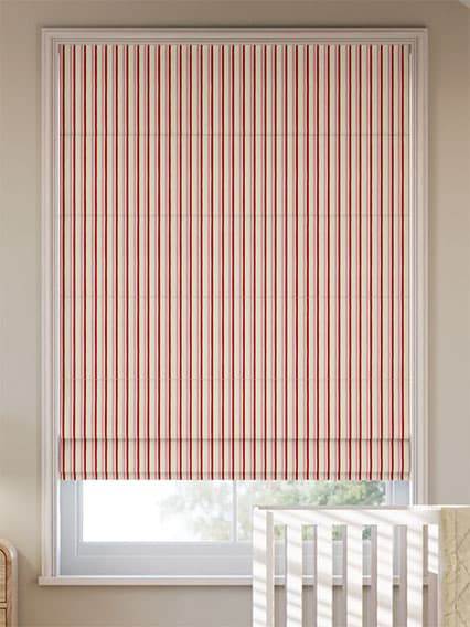 Hand Painted Stripes Rose Pink & Polka Red Roman Blind thumbnail image