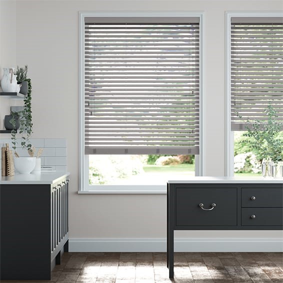 Harbour Grey Faux Wood Blind - 50mm Slat