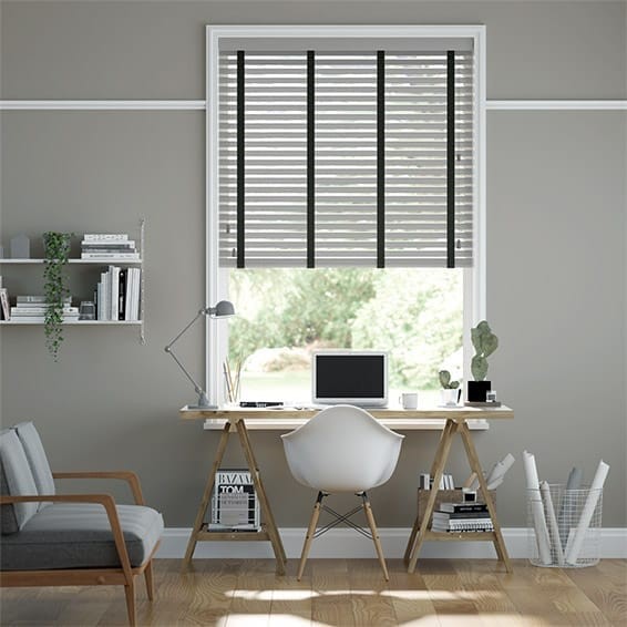 Harbour Grey & Jet Faux Wood Blind - 50mm Slat