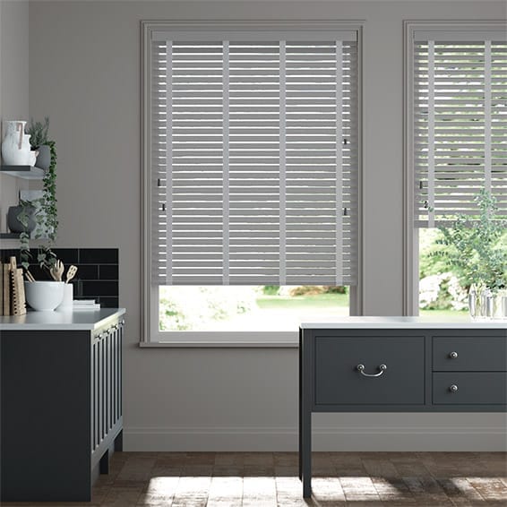 Harbour Grey & Smoke Faux Wood Blind - 50mm Slat