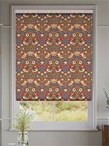 Electric William Morris Strawberry Thief Harissa Red Roller Blind thumbnail image