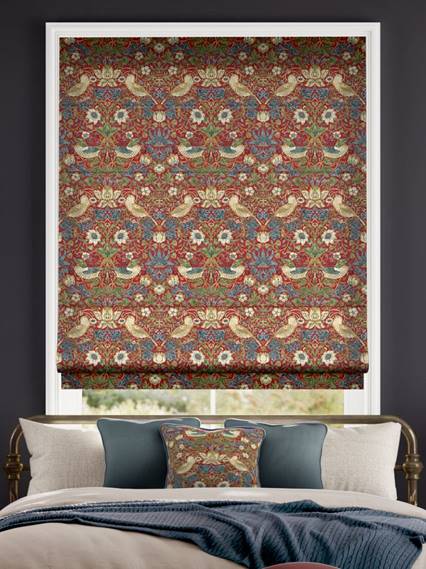 William Morris Strawberry Thief Harissa Red Roman Blind thumbnail image