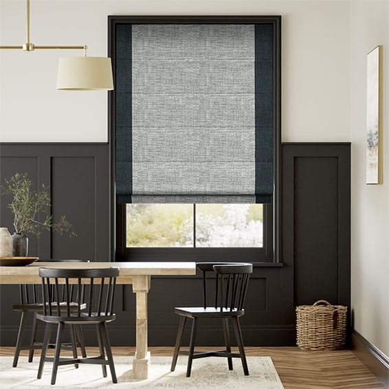 Harlow Midnight Blue & Paleo Linen Rustic Blue Roman Blind