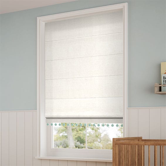 Harrow Cream & Ocean Trimmed Roman Blind