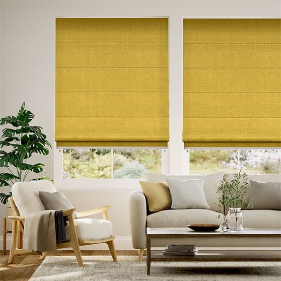 Harrow Mimosa Gold & Mustard  Trimmed Roman Blind