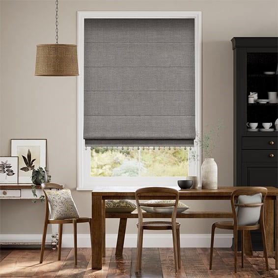 Harrow Tonal Grey & Mineral Trimmed Roman Blind