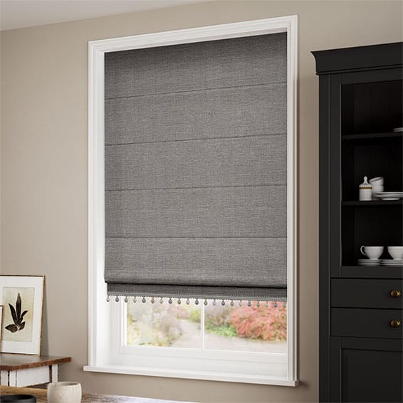 Harrow Tonal Grey & Mineral Trimmed Roman Blind