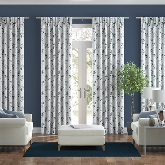 Hartland Embroidered Sapphire Curtains