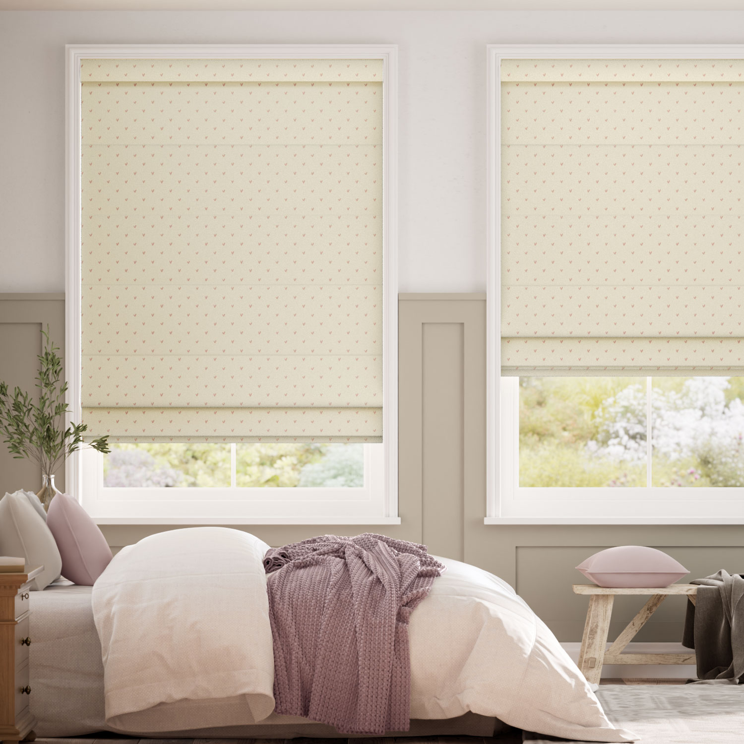 Hearts Blush Roman Blind