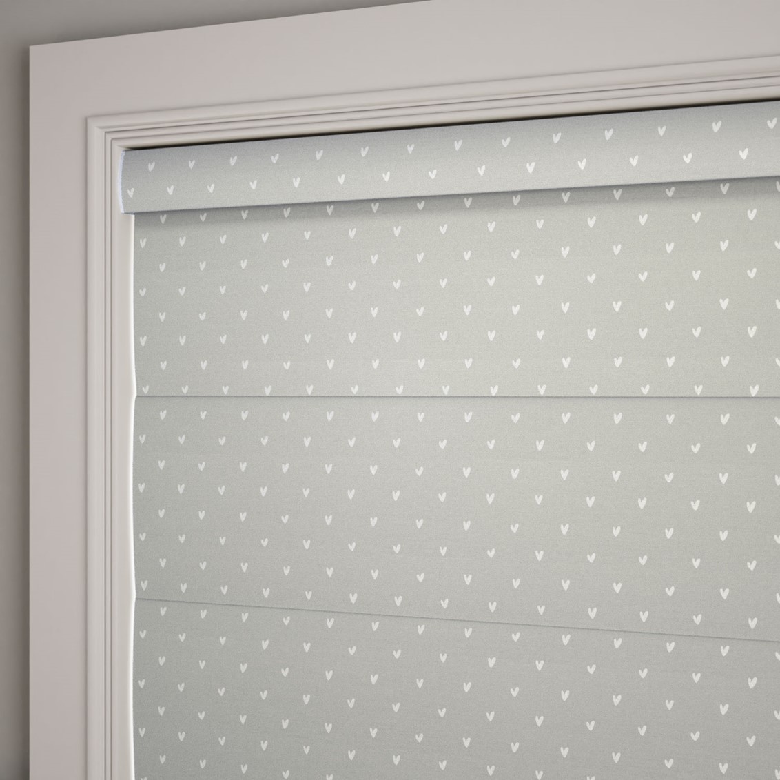 Hearts Grey Roman Blind