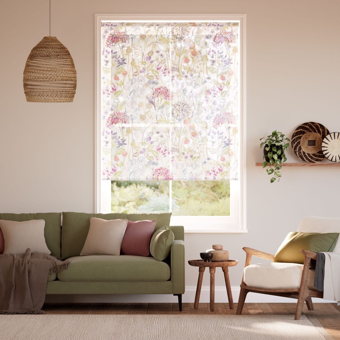Twist2Go Hedgerow Voile Cream Roller Blind