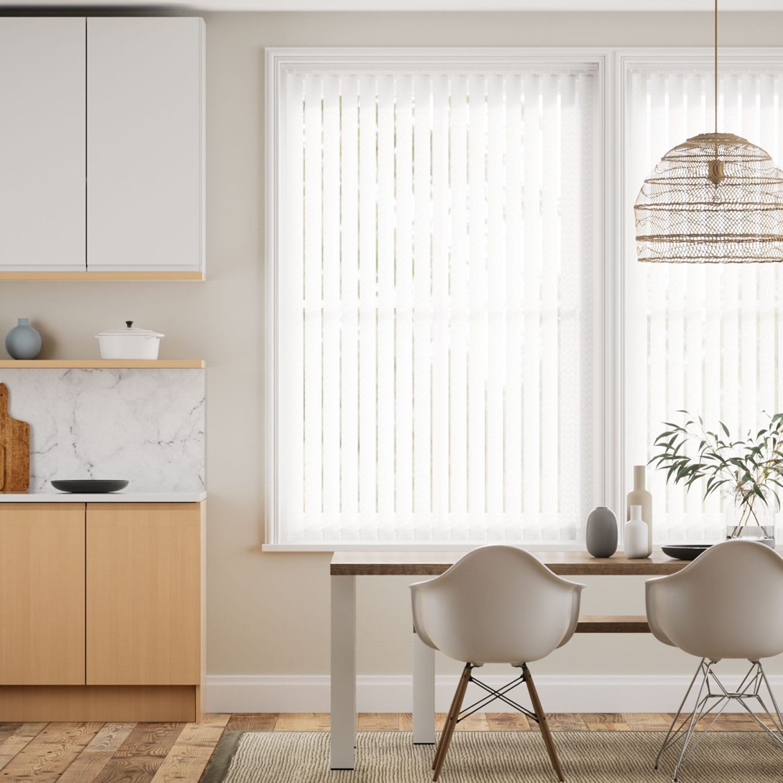 Herringbone White Vertical Blind