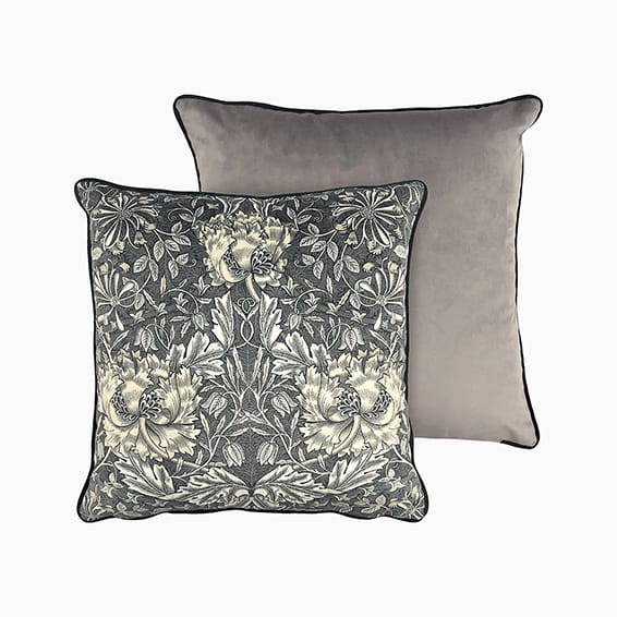 William Morris Honeysuckle and Tulip Gunmetal Cushion