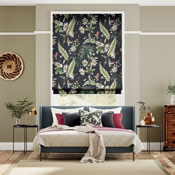 Hummingbird Charcoal Roman Blind