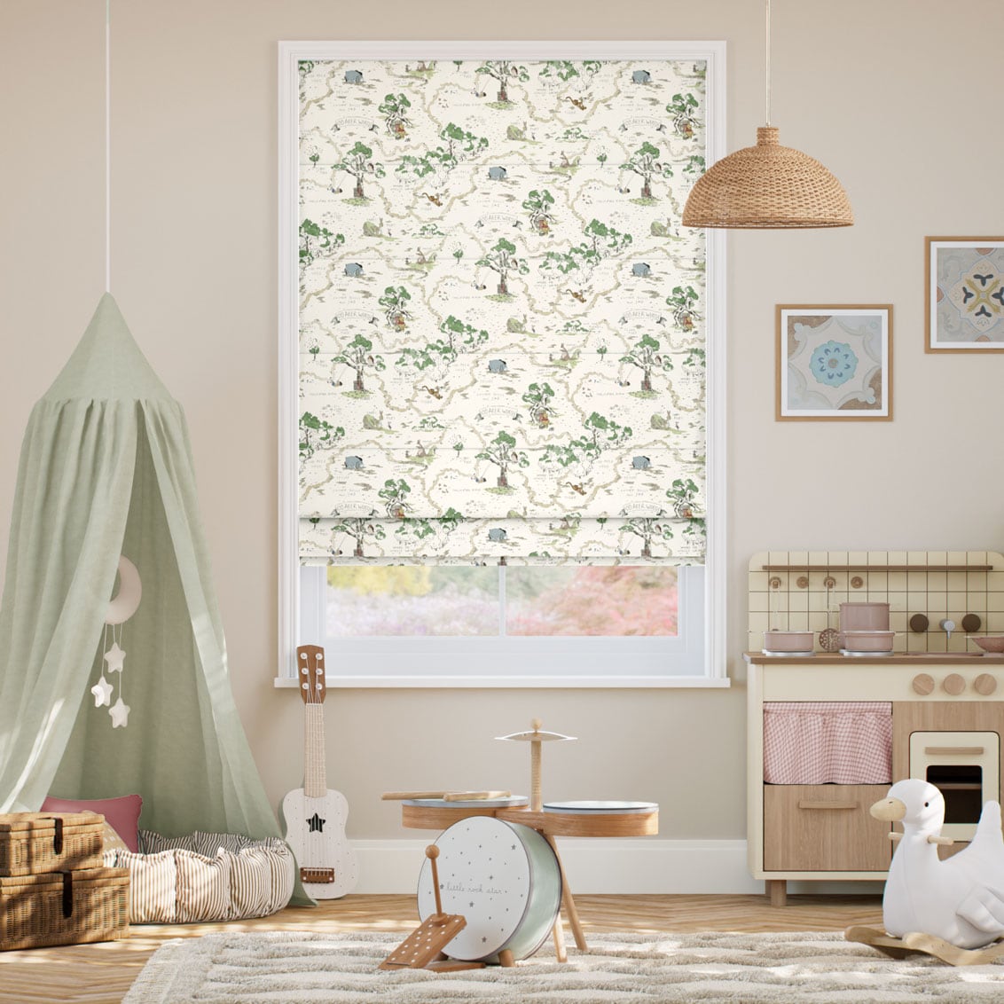 Hundred Acre Wood Neutral Roman Blind