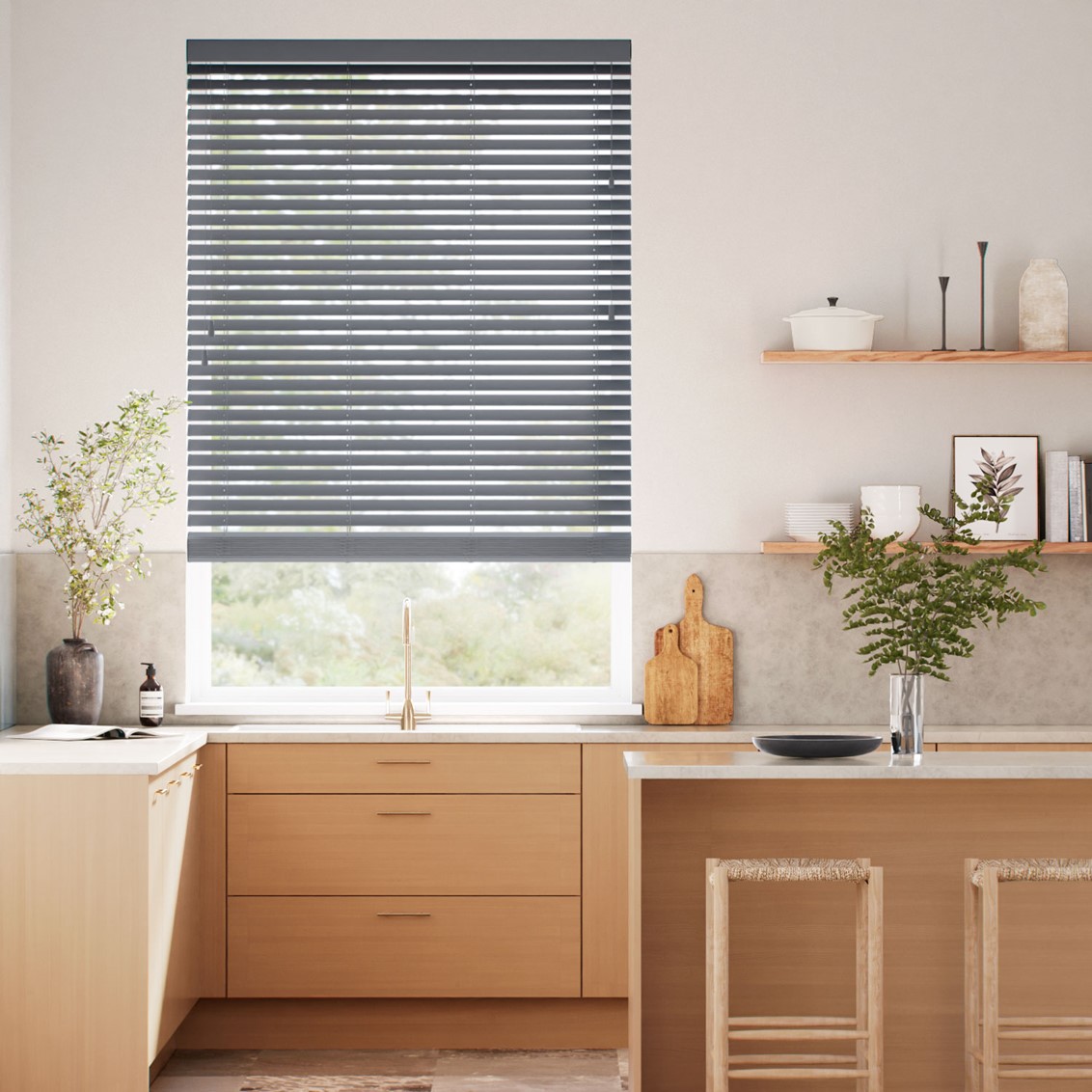 Husky Grey Wooden Blind - 50mm Slat