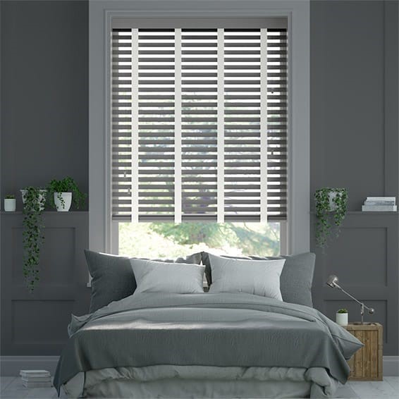 Husky Grey & White Chantilly Wooden Blind - 50mm Slat