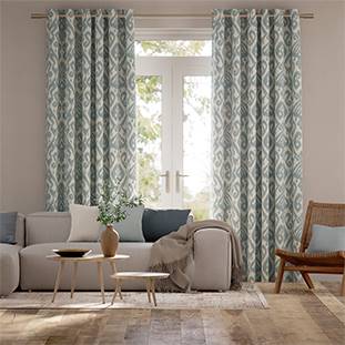 Ikat Damask Chalk Blue Curtains thumbnail image