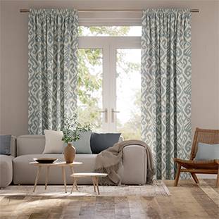 Ikat Damask Chalk Blue Curtains thumbnail image