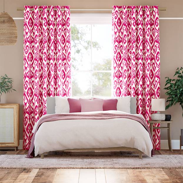 Ikat Damask Cherry Curtains thumbnail image