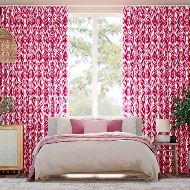 Ikat Damask Cherry Curtains thumbnail image