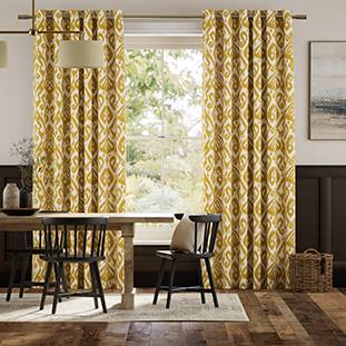 Ikat Damask Deep Ochre Curtains thumbnail image