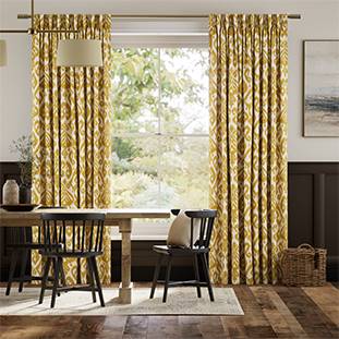 Ikat Damask Deep Ochre Curtains thumbnail image