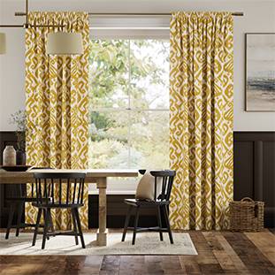 Ikat Damask Deep Ochre Curtains thumbnail image