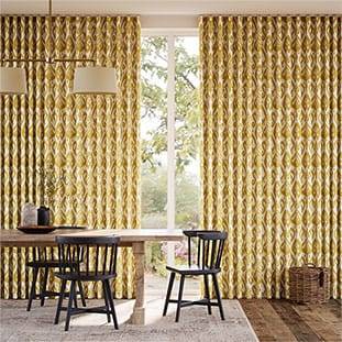 Ikat Damask Deep Ochre Curtains thumbnail image