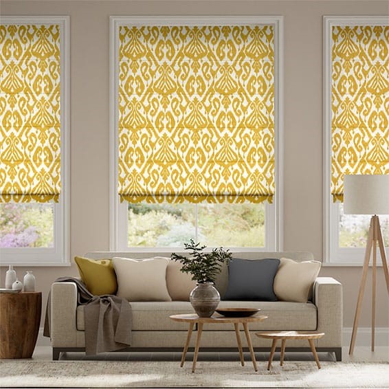 Ikat Damask Deep Ochre Roman Blind