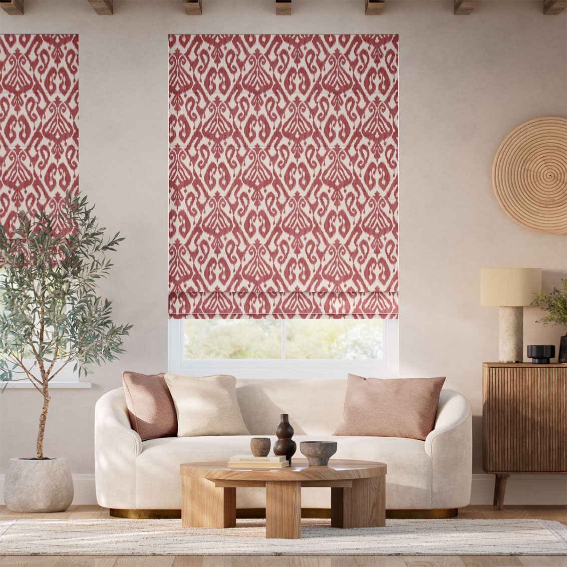 Ikat Damask Russet Roman Blind