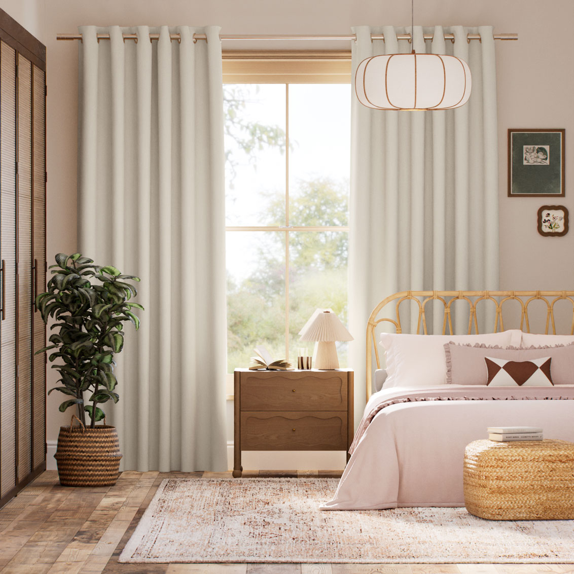 Inara Pure Linen Ivory Curtains