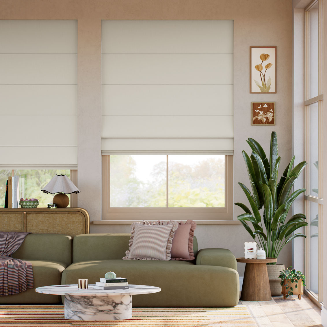 Inara Pure Linen Pebble Roman Blind