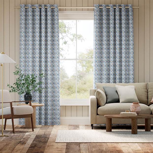 Inca Spot Blue Curtains thumbnail image