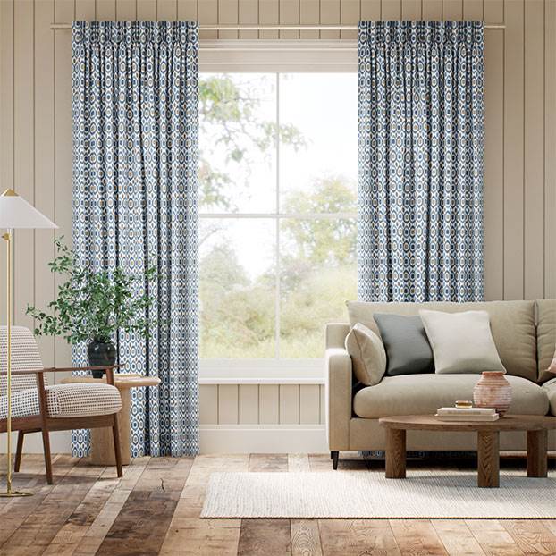 Inca Spot Blue Curtains thumbnail image