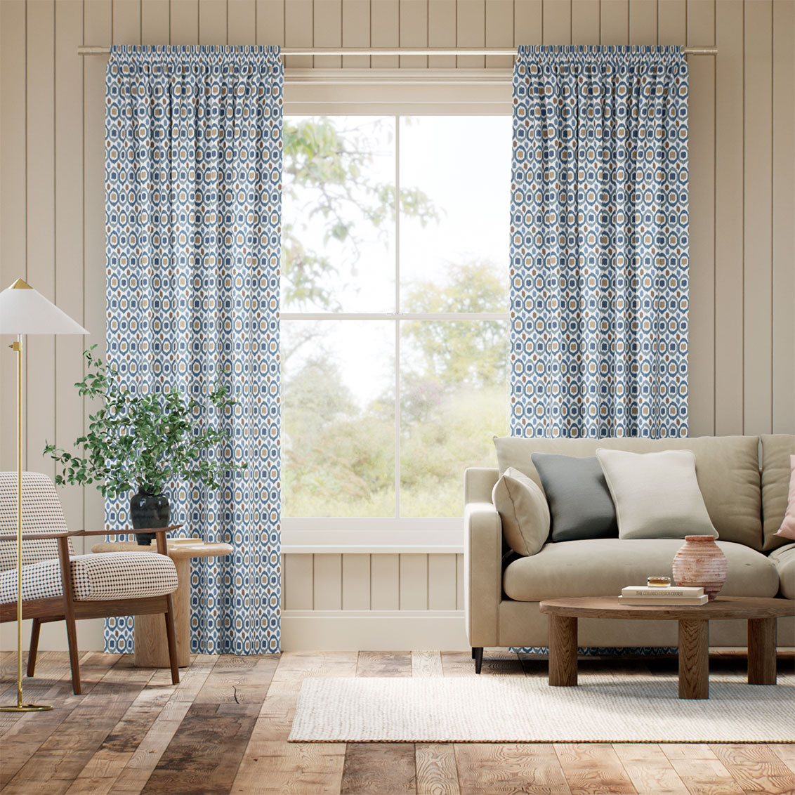 Inca Spot Blue Curtains