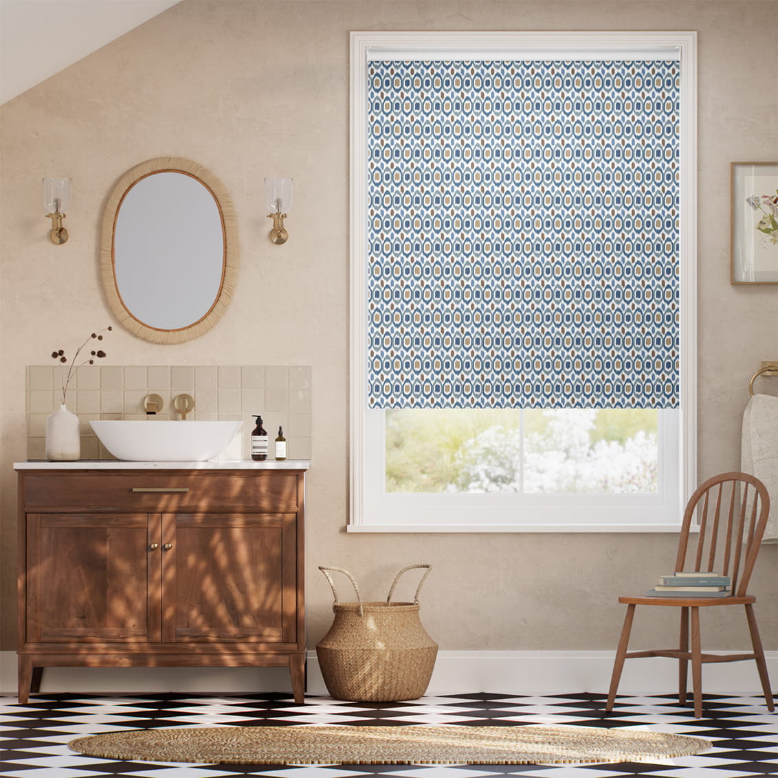 Inca Spot Blue Roller Blind