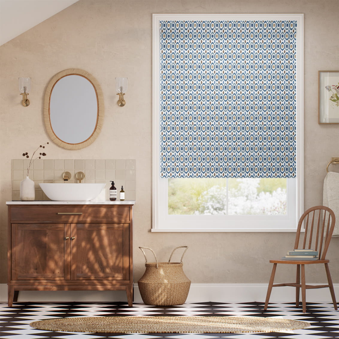 Inca Spot Blue Roller Blind