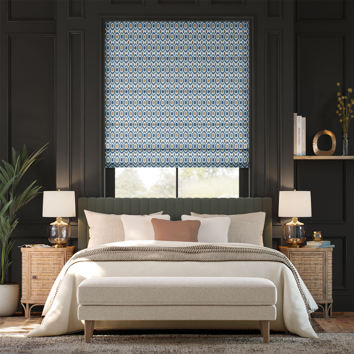 Inca Spot Blue Roman Blind