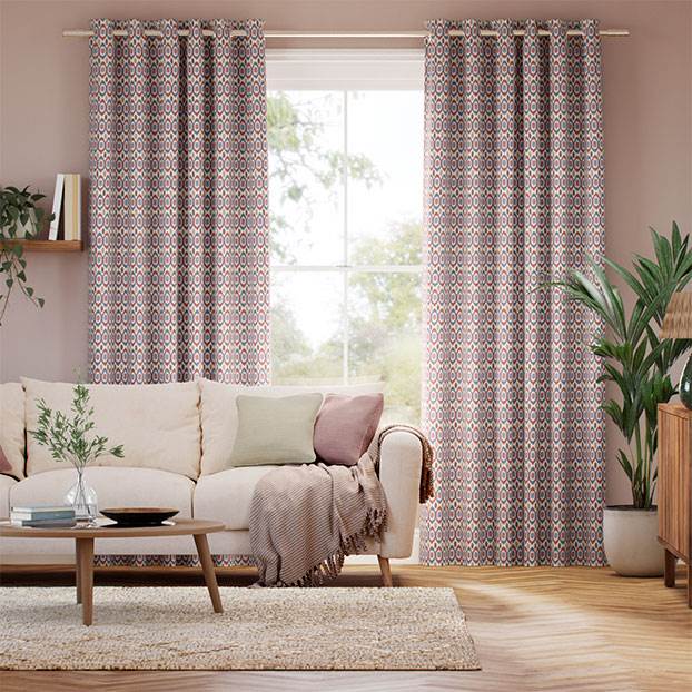 Inca Spot Blue & Red Curtains thumbnail image