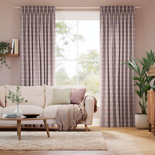 Inca Spot Blue & Red Curtains thumbnail image