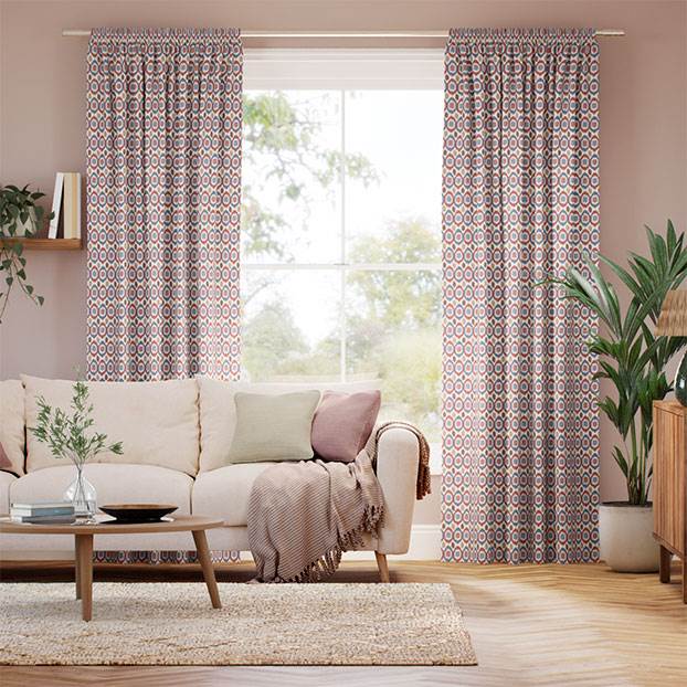 Inca Spot Blue & Red Curtains thumbnail image