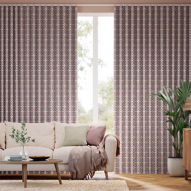 Inca Spot Blue & Red Curtains thumbnail image