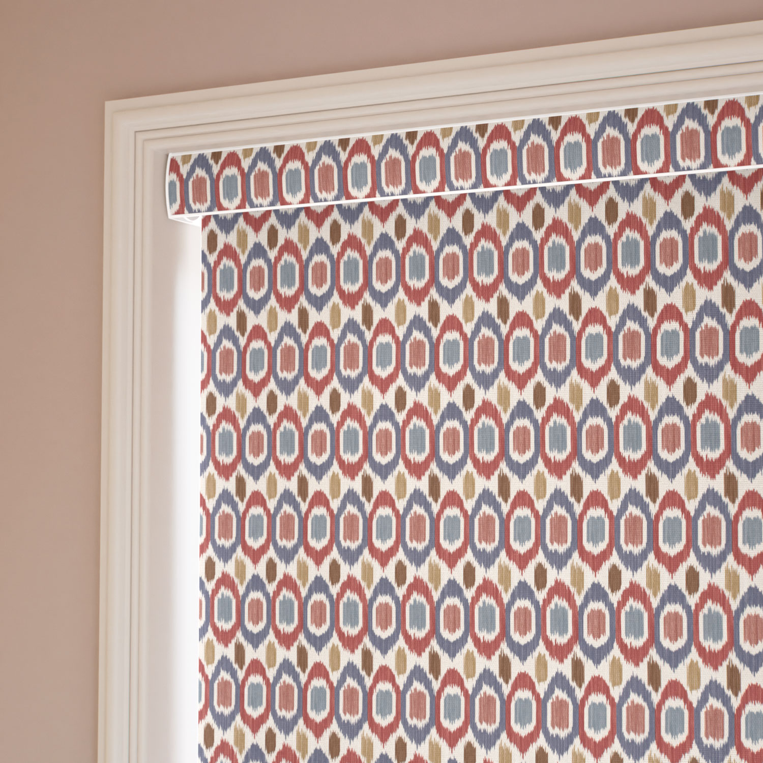 Inca Spot Blue & Red Roller Blind